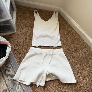 Abercrombie white ribbed Tank and Shorts Set